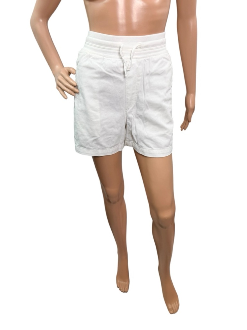 Orvis Women’s Size Medium Pull On Elastic Waist Drawstring Solid White Shorts